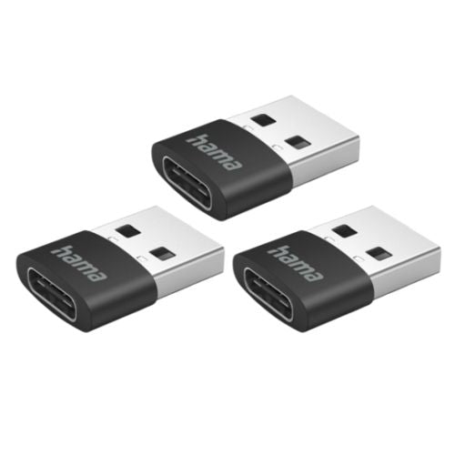 Hama USB 2.0 Adapter 3-Pack, USB-A Male to USB-C Female, 480Mbps-0