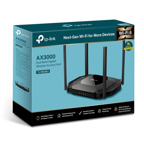 TP-LINK (TL-WA3001) AX3000 Dual Band Gigabit Wi-Fi 6 Access Point, Passive PoE, Range Extender, Multi-SSID & Client Modes-3