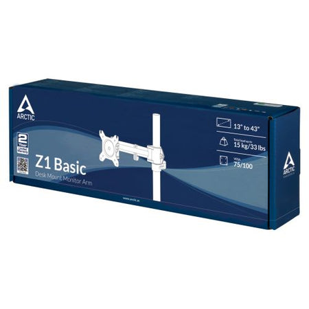 Arctic Z1 Basic Single Monitor Arm, 13" - 43" Monitors, 180° Swivel, 360° Rotation-3