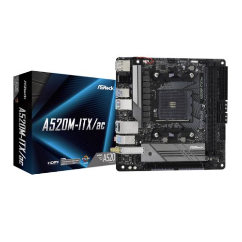 Asrock A520M-ITX/AC, AMD A520, AM4, Mini ITX, 2 DDR4, HDMI, DP, AC Wi-Fi, M.2-3