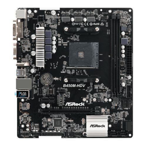 Asrock B450M-HDV R.40, AMD B450, AM4, Micro ATX, 2 DDR4, VGA, DVI, HDMI, M.2-0