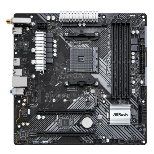 Asrock B450M/AC R2.0, AMD B450, AM4, Micro ATX, 4 DDR4, HDMI, GB LAN, AC Wi-Fi, 1x M.2-0