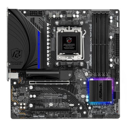 Asrock B650M PG RIPTIDE, AMD B650, AM5, Micro ATX, 4 DDR5, HDMI, DP, 2.5G LAN, PCIe4, RGB, 2x M.2-0