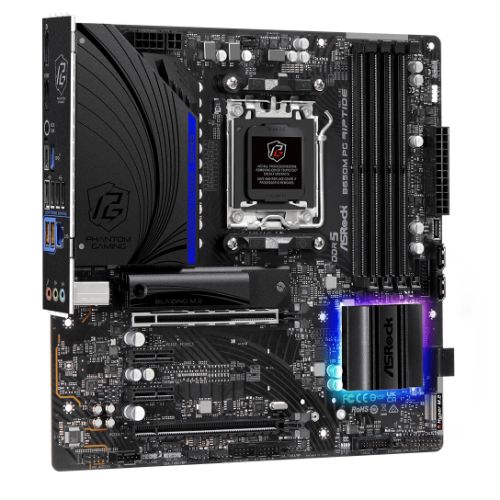 Asrock B650M PG RIPTIDE, AMD B650, AM5, Micro ATX, 4 DDR5, HDMI, DP, 2.5G LAN, PCIe4, RGB, 2x M.2-2