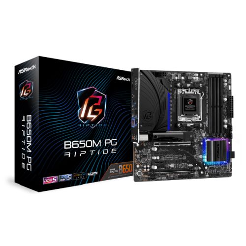 Asrock B650M PG RIPTIDE, AMD B650, AM5, Micro ATX, 4 DDR5, HDMI, DP, 2.5G LAN, PCIe4, RGB, 2x M.2-4