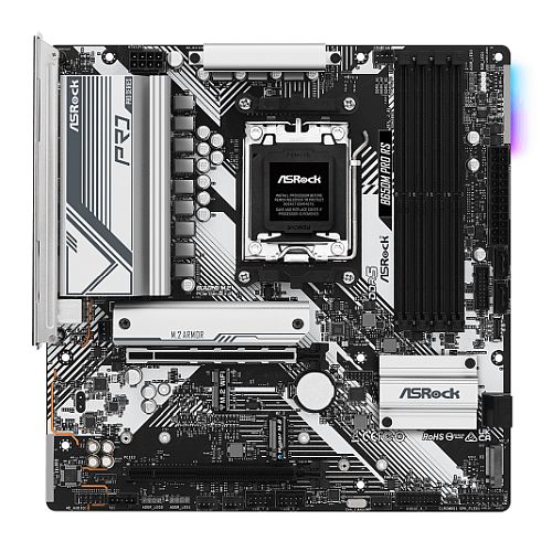 Asrock B650M PRO RS, AMD B650, AM5, Micro ATX, 4 DDR5, HDMI, DP, 2.5G LAN, PCIe4, RGB, 3x M.2-0