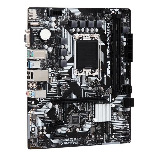 Asrock B760M-HDV/M.2 D4, Intel B760, 1700, Micro ATX, 2 DDR4, VGA, HDMI, DP, GB LAN, PCIe4, 2x M.2-2