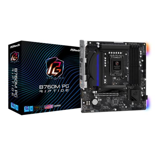 Asrock B760M PG RIPTIDE, Intel B760, 1700, Micro ATX, 4 DDR5, HDMI, DP, 2.5G LAN, PCIe4, RGB, 2x M.2-5