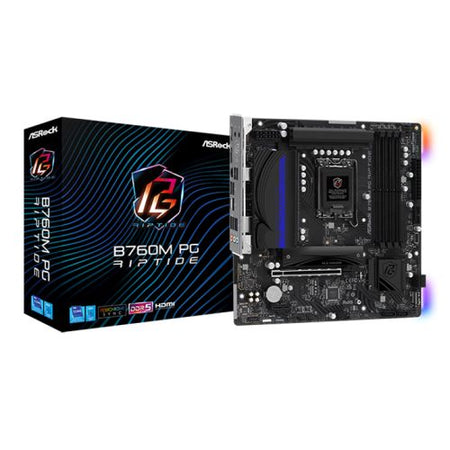 Asrock B760M PG RIPTIDE, Intel B760, 1700, Micro ATX, 4 DDR5, HDMI, DP, 2.5G LAN, PCIe4, RGB, 2x M.2-5