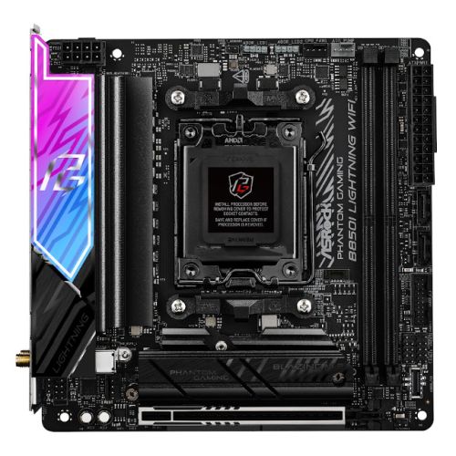 Asrock B850I LIGHTNING WIFI, AMD B850, AM5, Mini ITX, 2 DDR5, HDMI, Wi-Fi 6E, 2.5G LAN, RGB, 2x M.2-0