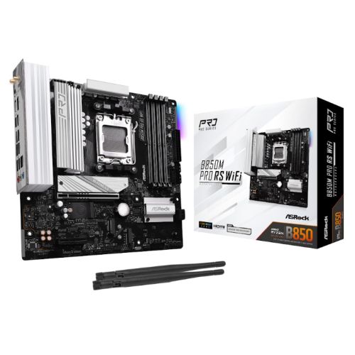 Asrock B850M PRO RS WIFI, AMD B850, AM5, Micro ATX, 4 DDR5, HDMI, DP, Wi-Fi 6E, 2.5G LAN, RGB, 3x M.2-5