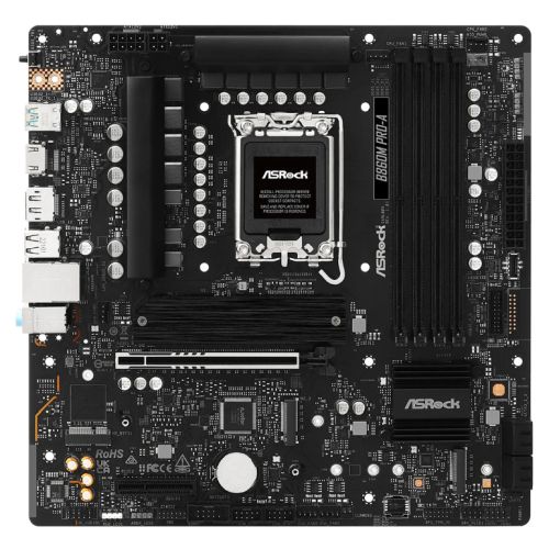 Asrock B860M PRO-A, Intel B860, 1851, Micro ATX, 4 DDR5, HDMI, DP, 2.5G LAN, 3x M.2-0