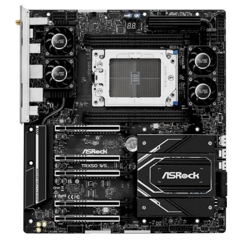 Asrock TRX50 WS, Workstation, AMD TRX50, sTR5, EATX, 4 DDR5 ECC, Wi-Fi 6E, 10G & 2.5G LAN, SlimSAS, MCIO,  PCIe5, 2x M.2-0