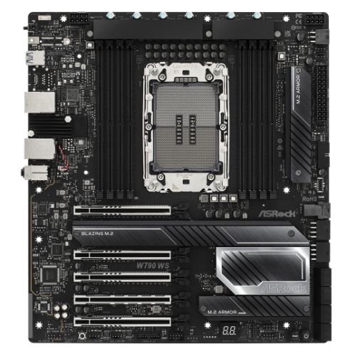 Asrock W790 WS R2.0, Workstation, Intel W790, LGA4677, EATX, 8 DDR5, Wi-Fi 6E, 10G & 2.5G LAN, PCIe5, 4x M.2-0