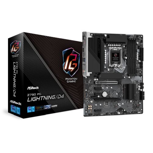 Asrock Z790 PG LIGHTNING/D4, Intel Z790, 1700, ATX, 4 DDR4, HDMI, eDP, 2.5G LAN, PCIe5, 4x M.2-4