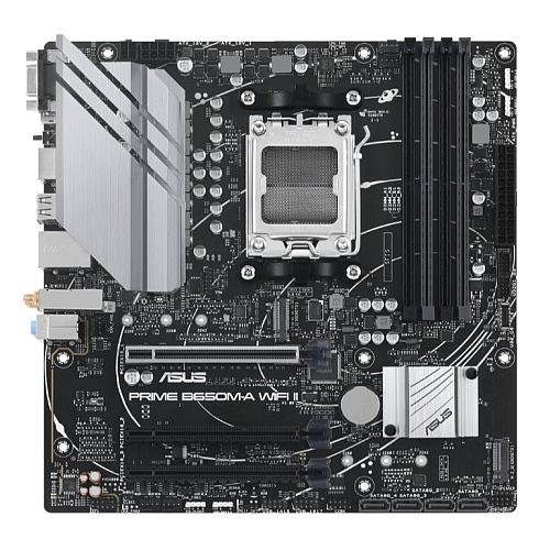 Asus PRIME B650M-A WIFI II, AMD B650, AM5, Micro ATX, 4 DDR5, VGA, HDMI, DP, Wi-Fi 6, 2.5G LAN, PCIe4, 2x M.2-0