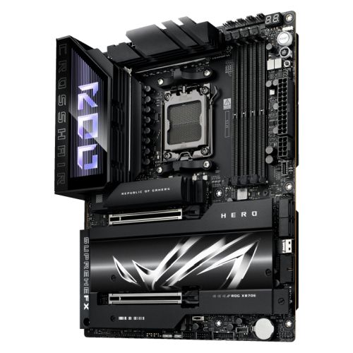 Asus ROG CROSSHAIR X870E HERO, AMD X870E, AM5, ATX, 4 DDR5, HDMI, 2 USB4, Wi-Fi 7, 5G & 2.5G LAN, PD 60W, RGB, 5x M.2-1