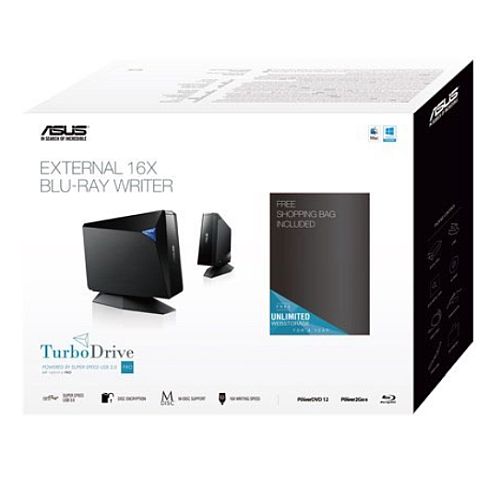 Asus TurboDrive (BW-16D1H-U PRO) External Ultra-Fast 16X Blu-Ray Writer w/ Stand, USB 3.1 Gen1 Type-A, M-DISC Support-4