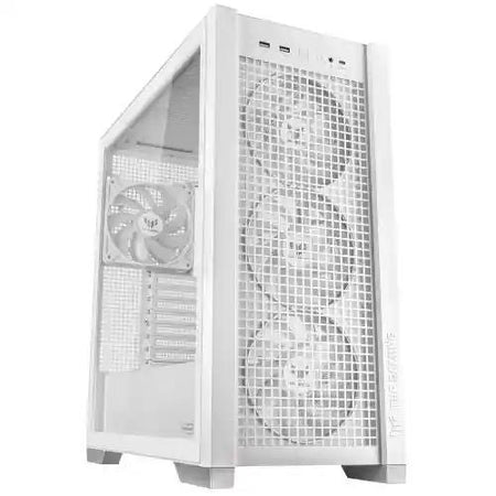 Asus TUF Gaming GT302 ARGB Case w/ Glass Window, E-ATX, 4x ARGB Fans, Interchangeable Side Panel, USB-C, Asus BTF Compatible, White-1
