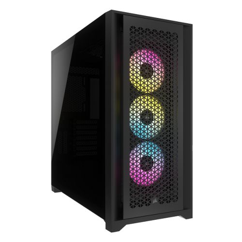 Corsair iCUE 5000D RGB AIRFLOW Gaming Case w/ Glass Window, E-ATX, 3x AF120 RGB Fans, High-Airflow Front, USB-C, RGB Controller, Black-0