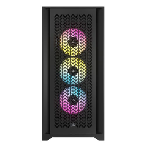 Corsair iCUE 5000D RGB AIRFLOW Gaming Case w/ Glass Window, E-ATX, 3x AF120 RGB Fans, High-Airflow Front, USB-C, RGB Controller, Black-1