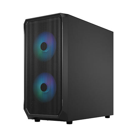 Fractal Design Focus 2 RGB (Black TG) Gaming Case w/ Clear Glass Window, ATX, 2 RGB Fans, RGB controller, Mesh Front, Innovative Shroud System-4