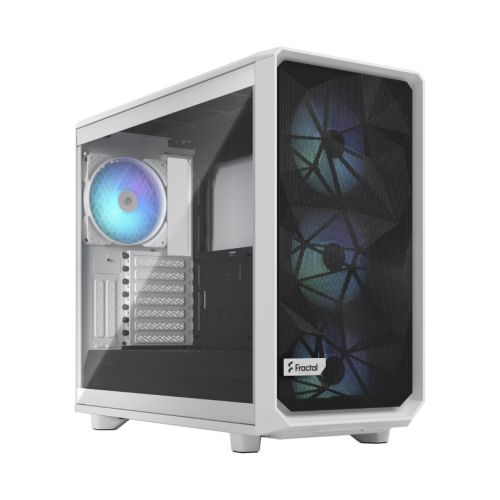 Fractal Design Meshify 2 RGB (White TG) Gaming Case w/ Light Clear Glass Window, E-ATX, Angular Mesh Front, 4 RGB Fans, Fan Hub, Detachable Front Filter, USB-C-0