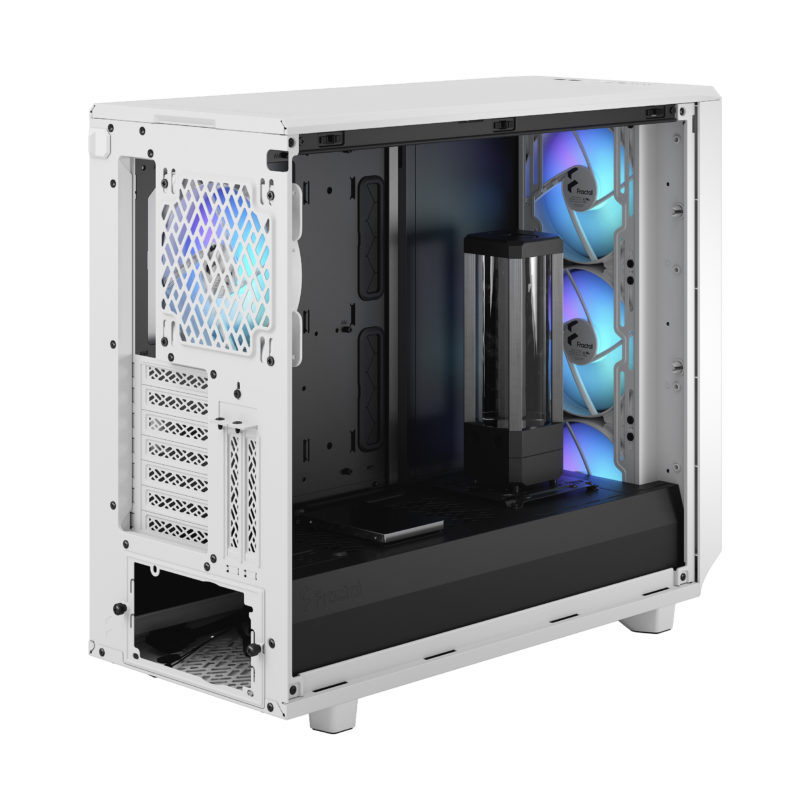 Fractal Design Meshify 2 RGB (White TG) Gaming Case w/ Light Clear Glass Window, E-ATX, Angular Mesh Front, 4 RGB Fans, Fan Hub, Detachable Front Filter, USB-C-3