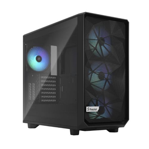 Fractal Design Meshify 2 RGB (Black TG) Gaming Case w/ Light Tint Glass Window, E-ATX, Angular Mesh Front, 4 RGB Fans, Fan Hub, Detachable Front Filter, USB-C-0