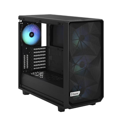 Fractal Design Meshify 2 RGB (Black TG) Gaming Case w/ Light Tint Glass Window, E-ATX, Angular Mesh Front, 4 RGB Fans, Fan Hub, Detachable Front Filter, USB-C-5