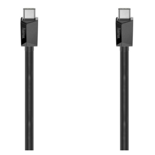 Hama 10Gbps USB-C to USB-C Charging Cable, E-Marker, USB 3.2 Gen2, 5A, 100W, 2 Metre, Black-0