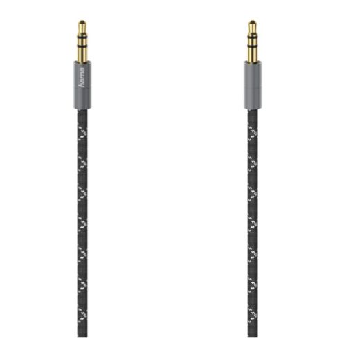 Hama 3.5mm Jack Stereo Cable, Male to Male, Gold-Plated, Fabric Jacket, 1.5 Metre-0