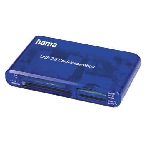 Hama External 35-in-1 USB 2.0 Card Reader, Blue, USB Powered-0