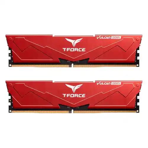 Team T-Force Vulcan 32GB Kit (2 x 16GB), DDR5, 6000MHz (PC5-48000), CL38, ECC, XMP 3.0, PMIC, DIMM Memory, Red-0