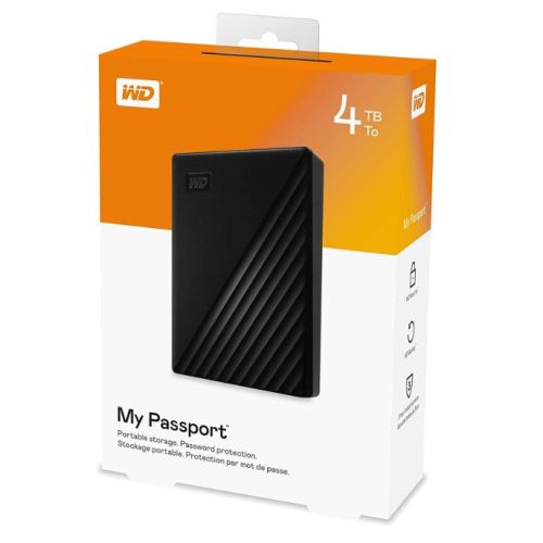 WD 4TB My Passport External Hard Drive, 2.5", USB 3.2 Gen1, Hardware Encryption, Backup Software, Black-4