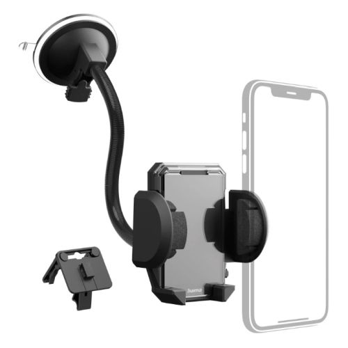 Hama (Multi) 2-in-1 Mobile Phone Holder, Suction Cup/Grating Clamp, Flexible Arm, 360° Rotation-0