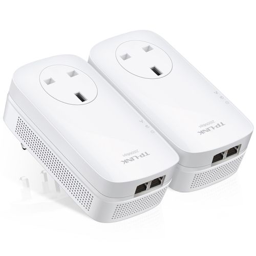 TP-LINK (TL-PA9020P KIT) AV2000 GB Powerline Adapter Kit, AC Pass Through, 2 Ports-2