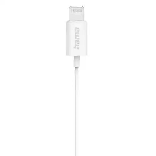 Hama Glow Apple/Lightning Earset with Microphone, Answer Button, Volume Control, White-2