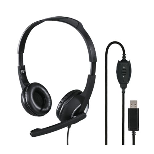 Hama (HS-USB250) Lightweight Office Headset with Boom Microphone, USB, Padded Ear Pads, In-line Controls-0