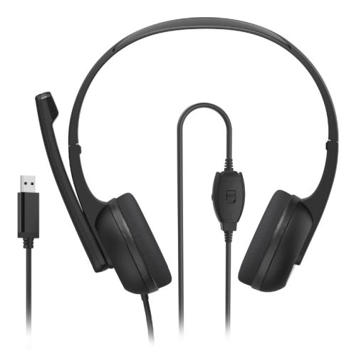 Hama (HS-USB250 V2) Lightweight Office Headset with Boom Microphone, USB, Padded Ear Pads, In-line Controls-1