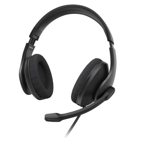 Hama (HS-P200 V2) Lightweight Office Headset with Boom Mic, 3.5mm Jack, Y-adapter, Breathable Mesh, In-line Controls-1