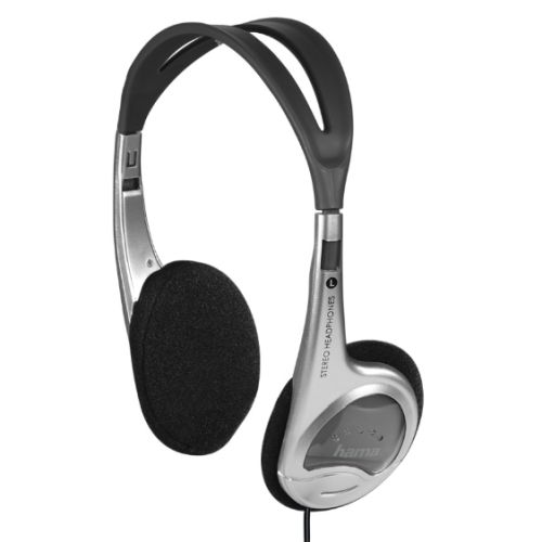 Hama (HED4407) On-ear Stereo Headphones, 3.5 mm Jack, 30mm Drivers, 1.5m Cable, Silver/Black-0