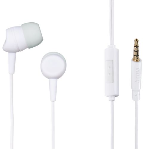 Hama (Kooky) In-Ear Earset, 3.5mm Jack, Inline Microphone, Answer Button, Cable Kink Protection, White-0