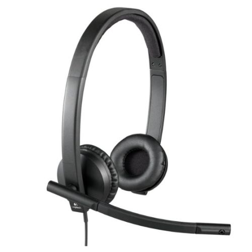 Logitech H570E Stereo Headset with Boom Mic, USB, In-Line Controls, Noise & Echo Cancellation, Leatherette Ear Pads-0