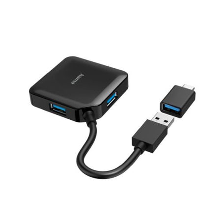 Hama External 4-Port USB 3.2 Gen 1 Hub, USB Powered, USB-A w/ USB-C Adapter-1