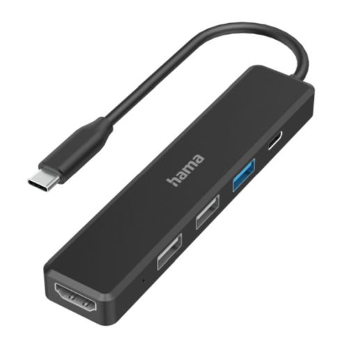 Hama External 4 Port USB-C Hub, USB Powered, 3 x USB-A , 1 x USB C (Power Delivery), 1 x HDMI-0