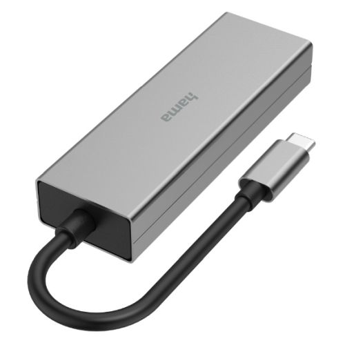 Hama 3-Port USB-C 3.2 Gen1 Hub w/ LAN, 2x USB-A, 1x USB-C, 1x GB LAN, USB Powered-1