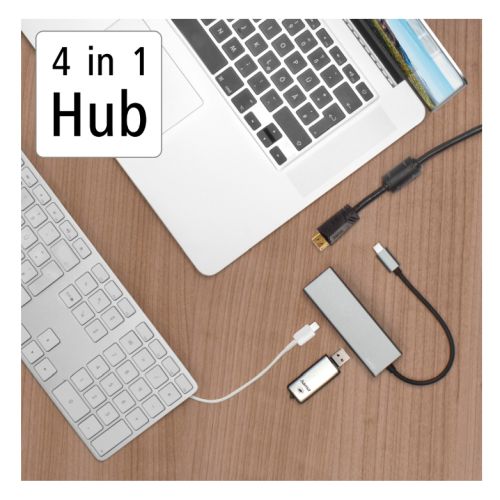 Hama 4-Port USB-C 3.2 Gen1 Hub w/ HDMI, 2x USB-A, 1x USB-C, 1x HDMI, Aluminium-2