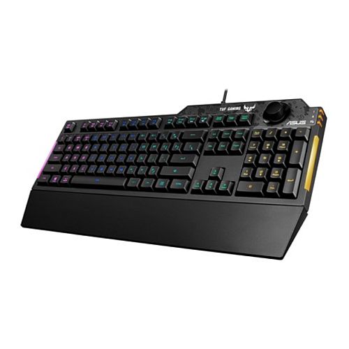 Asus TUF GAMING K1 RGB Keyboard with Volume Knob, 19-key Rollover, Side Light Bar & Armoury Crate, Spill Resistant, Detachable Wrist Rest-0