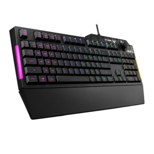 Asus TUF GAMING K1 RGB Keyboard with Volume Knob, 19-key Rollover, Side Light Bar & Armoury Crate, Spill Resistant, Detachable Wrist Rest-1